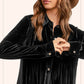 HCD9315-Soft Velvety Button Down Collar Dress
