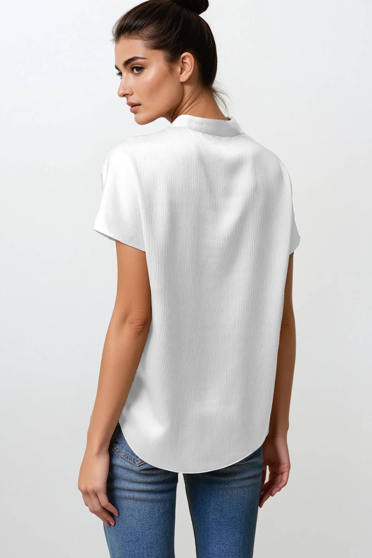 Drop Shoulder Blouse In Crinkle Satin