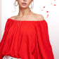 HAT7501 Breathable Fabric Off Shoulder Balloon Sleeve Top Women’s Shirts