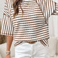 Shirts Women’s Striped Textured Knit Split Hem Half Sleeve Loose Top P1819