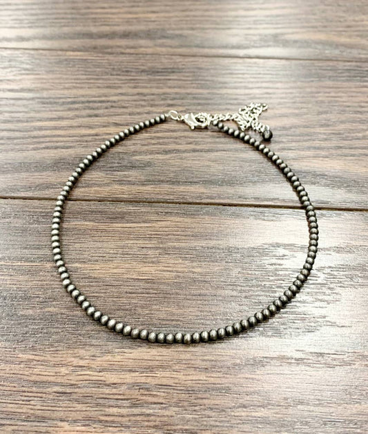 734532, 15" Handmade 4mm Navajo Bead Necklace