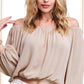 HAT7501 Breathable Fabric Off Shoulder Balloon Sleeve Top Women’s Shirts