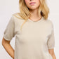Soft Short Puffy Sleeve Basic Stretchy Knit Top MCS3600