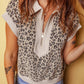 Shirts Women’s LDC Zip up Collared Leopard Cap Sleeve Topb P1520