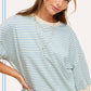 Shits Women’s Loose Fit Striped Short Sleeve Crew Neckline Top MCT7688