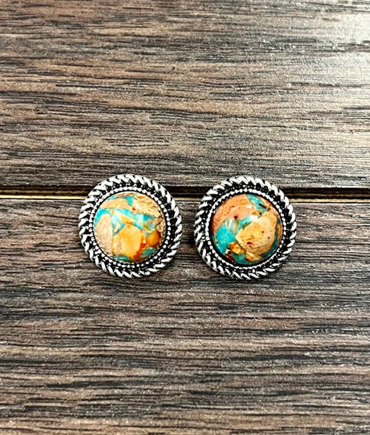 724485, 12mm Round Gemstone Stud Earrings