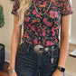 Shirts Women’s Floral Western Mesh Mock Neck Sheer Slim Fit Blouse P1015