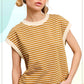 JDT7710 Shirts Women’s Nautical Cap Sleeve Striped Top 4th of july