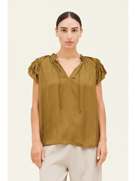 Shirts Women’s Ruffle Sleeve Blouse Moss 40417PW