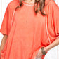 HBT7653 Dyed Fabric Round Neck Batwing Short Sleeve Women’s Shirts