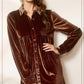 HCD9315-Soft Velvety Button Down Collar Dress