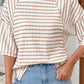 Shirts Women’s Striped Textured Knit Split Hem Half Sleeve Loose Top P1819