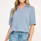 T4019 Stripe Collared Top