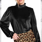 HCT7698-Soft Velvet Long Puff Sleeve Blouse Top shirt womens