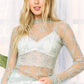 TP9602 MESH LACE HIGH NECK DESIGN LONG SLEEVE FITTED TOP