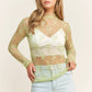 TP9602 MESH LACE HIGH NECK DESIGN LONG SLEEVE FITTED TOP