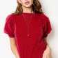 Soft Mohair Puff Short Sleeve Knit Top JCS3554