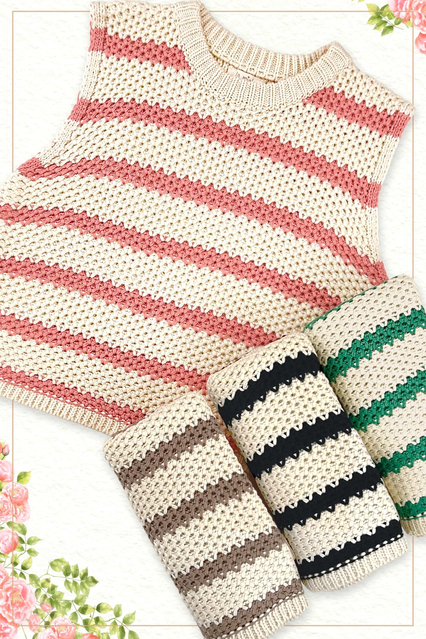 MCS3584-Classic Chunky Striped Sleeveless Sweater Top