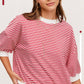 Shits Women’s Loose Fit Striped Short Sleeve Crew Neckline Top MCT7688