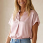 Drop Shoulder Blouse In Crinkle Satin