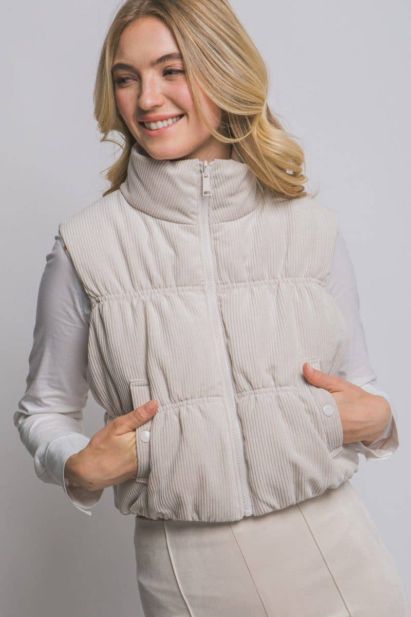 Reversible Corduroy Puffer Vest