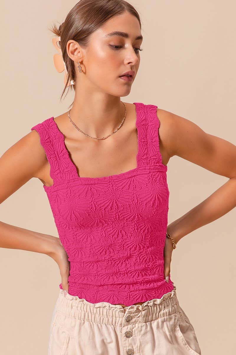 Floral Jacquard Seamless Tank Top JT1276