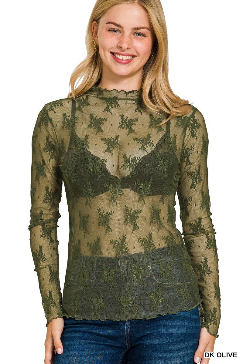6343 Lace See-through Layering Top