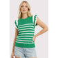 Outerwear Women’s STRIPED RUFFLE SLEEVE SWEATER 55961