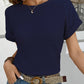 Casual Lace Panel Cut-Out Short-Sleeved T-Shirt