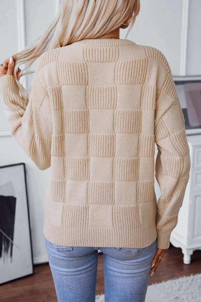 CWOSWL2805_LOOSE ROUND NECK PULLOVER KNITTED SWEATER outerwear women’s