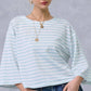 HDT7723-Striped Semi Crop Top women’s shirt with 3/4 Bell Sleeves