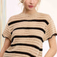 Outerwear Round Neck Scalloped Edge Short Sleeve Sweater MDS3603
