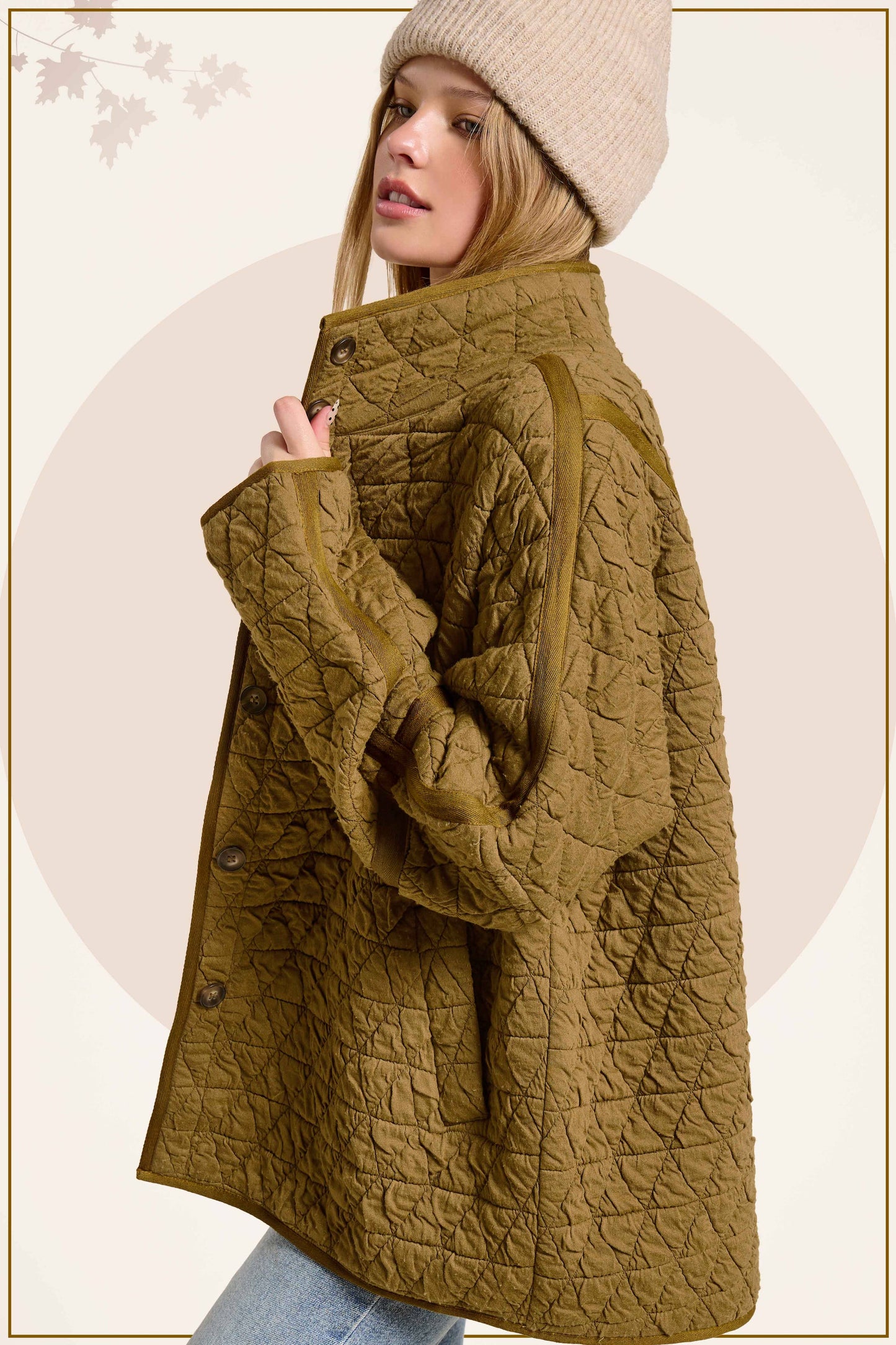 Outerwear Women’s Oversized Soft Quilted Button Down Jacket JKT1787