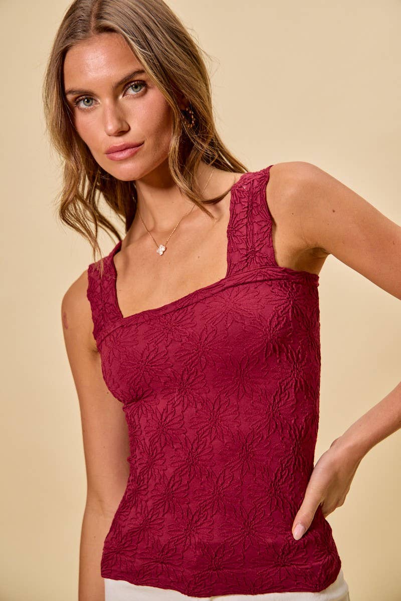 Floral Jacquard Seamless Tank Top JT1276
