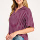 T4019 Stripe Collared Top