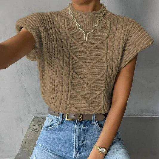Outerwear Cable Knit Turtleneck Vest TO1830, CWOSWSL0141