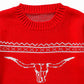Girls Red Cows Western Sweater