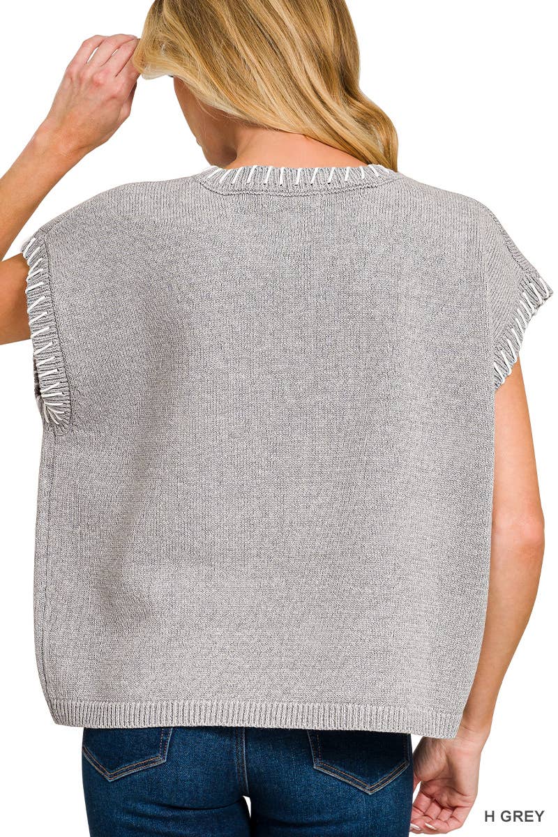 Outerwear Women’s Stitch Detailed Oversize Sweater Vest 2717Y