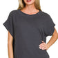 Raised Rib Cap Sleeve Top 8616Y
