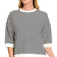 Striped Contrast Trim Banded Bottom Top