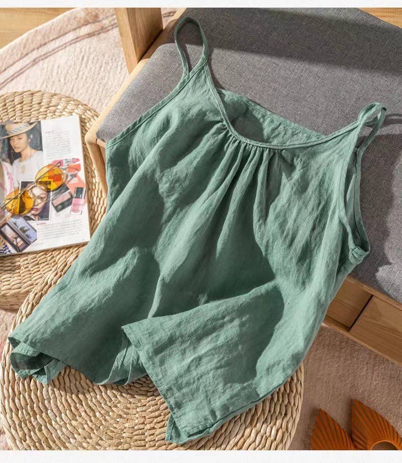 TO1185 Cotton Linen Camisole Tank Top