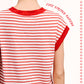 JDT7710 Shirts Women’s Nautical Cap Sleeve Striped Top 4th of july
