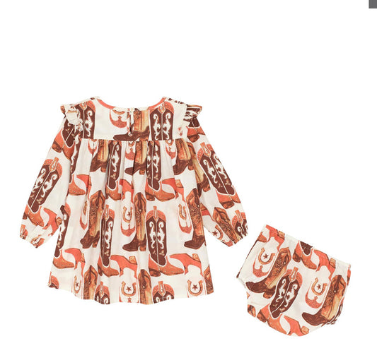 Infant Girls Wrangler Long Sleeve Dress Boot Print 112367399