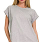 3381 Round Neck Folded Short Sleeve T-shirt CT3381Y