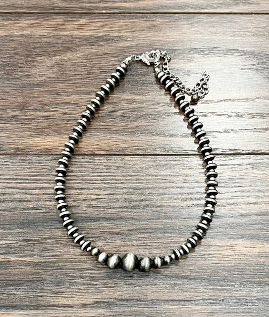 738590, Handmade 15" Rondelle Navajo Bead Necklace