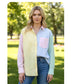 20681 Shirt Women’s Color Blocked Long Sleeve Button Top