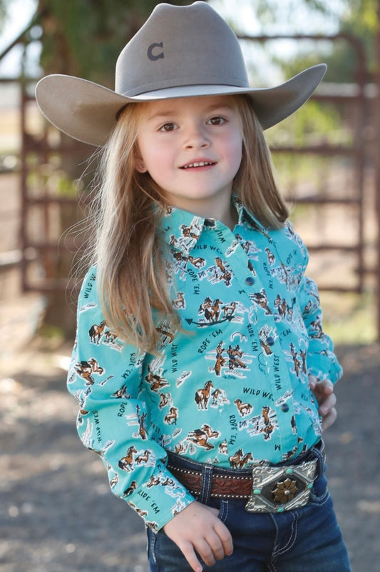 Shirt Girls Cruel Horse Print Long Sleeve CTW3370017