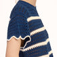 Outerwear Round Neck Scalloped Edge Short Sleeve Sweater MDS3603
