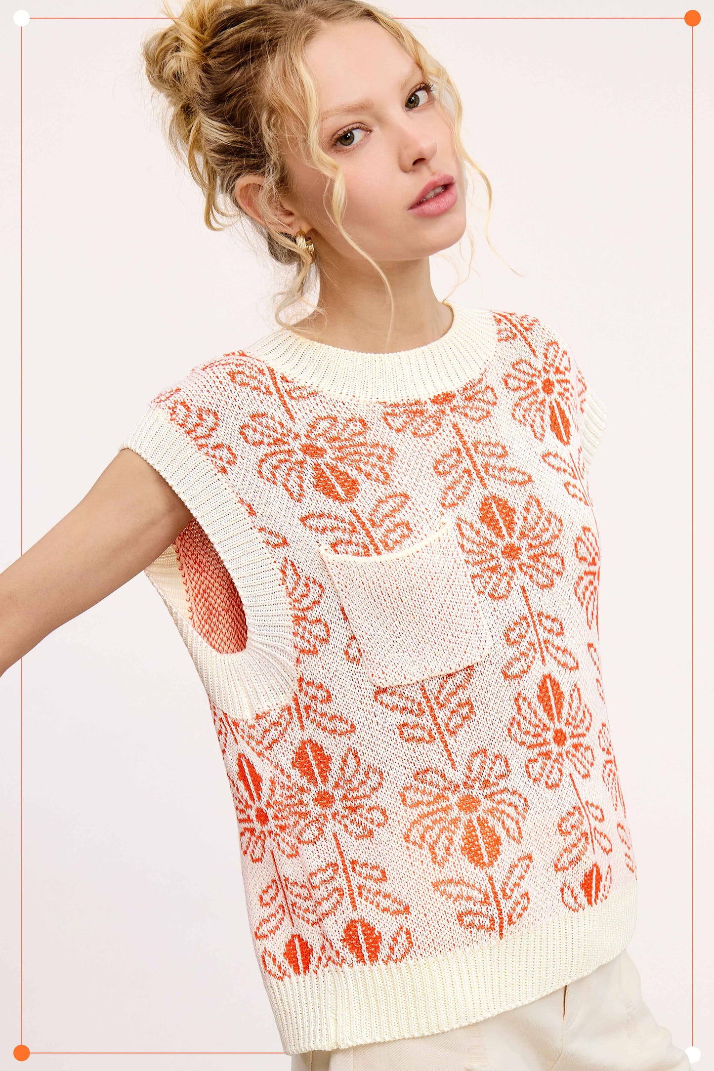 Outerwear Women’s Floral Sweater Vest MCS3587