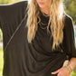 HBT7653 Dyed Fabric Round Neck Batwing Short Sleeve Women’s Shirts